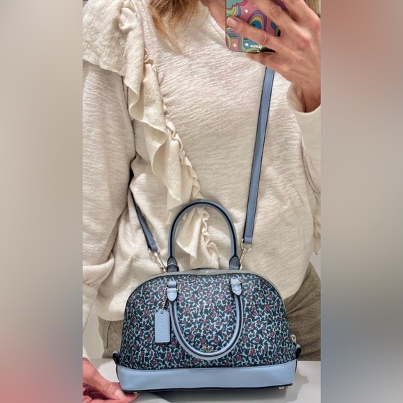Coach Mini Sierra Dome Satchel Blue Floral - Picture 13 of 17